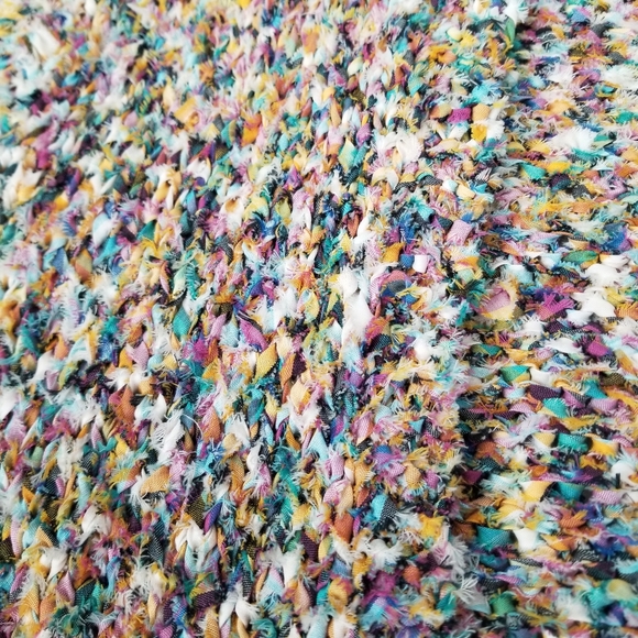 SOLD🌈Hand Made Rainbow Ribbon Knit Cardigan - Picture 4 of 6